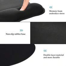 Ergonomic Mouse Pad With Wrist Rest, Features Memory Foam Wrist Support And Non-Slip Base, Suitable For Computer, Cafe, Home And Office, Size: 9.64 X 8.26 Inches, Office Desk Accessory - View 3