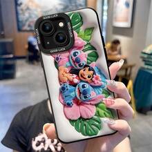 Officially Licensed Disney Lilo & Stitch Phone Case, This Protective Phone Case Features Lilo With Two Plush‑Style Stitch Figures, Surrounded By Tropical Hibiscus Flowers And Monstera Leaves, Set Against Clean White Embossed Background, Made With Flexible, Durable TPU Material To Protect Against Everyday Scratches, Bumps, And Minor Impacts, Compatible With IPhone 17, 16, 15, 14, 13, 12, 11 Pro Series And Galaxy S22, S23, S24, S25 Models, Ideal For Disney Stitch Fans. - trắng - Xem 5