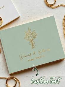 Personalized Horizontal Wedding Guest Book, Customized Wedding Memory Album, Mr. & Mrs. Signature Book, Warm Atmosphere, Autumn Decor, Eternal Love, Unique Gift, Personalized Eucalyptus Wedding Guest Book, Wedding Memory Book, Wedding Scrapbook - Multicolor - View 6