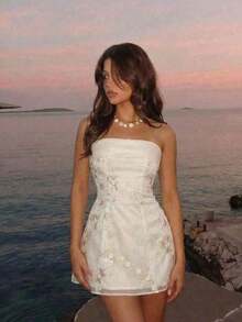 MOD Vestido mini elegante y brillante de color rosa - Rosa - Ver 9