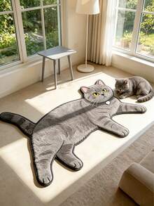 1 pieza Alfombra de área con diseño de gato azul, alfombra de sala de estar, alfombra, alfombra de área de sala de estar, alfombra pequeña de área, tapete, decoración del hogar, alfombra grande de sala de estar, alfombra redonda, decoración del hogar de la sala de estar, decoración de la habitación, alfombra lavable, regalo de graduación - Gato azul - Ver 3
