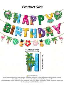 3 sets - Guirlande d'anniversaire de style hawaïen, bannière Joyeux Anniversaire avec flamant rose, feuille de palmier et éléments Aloha, style de fête d'été tropicale. Convient pour la décoration d'anniversaire à thème hawaïen, la célébration d'été à la plage et la décoration suspendue de fête intérieure/extérieure - A - Voir 9