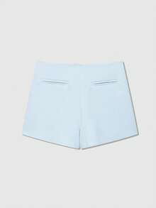 Minifalda asimétrica envolvente de unicolor casual para mujer, falda-pantalón minimalista de moda para el verano - Celeste - Ver 2