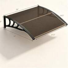 39"X30" Modern Polycarbonate Window Door Awning, Terrace Canopy, Outdoor Shading Tools, UPF50+ Waterproof Windproof Outdoor Patio Canopy With Aluminum Reinforced Bars-Gray - 棕色 - 查看 4
