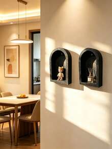 1pc/2pcs/3pcs Fashionable Arched Wooden Floating Wall Shelf, Minimalist Style Decor Wall Rack, Nordic Arched Wall-Mounted Shelf, Multi-Functional Easy Installation Space-Saving Storage Solution, Suitable For Bathroom, Bedroom, Living Room And Kitchen, Creative Birthday Gift (Random Color/Style) - Color/style Random - View 12