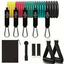 11pcs Resistance Bands Set, Includes Door Anchor, Handles And Carry Bag, Suitable For Yoga, Pilates, Strength Training And Home Workout. Gym Accessories - Multicolor - View 1