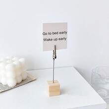 1/5/10pcs Cube Base Memo Clip Holder With Alligator Clip Wood Table Number Holder Cube Base Place Card Stand Mini Photo Menu Stand For Displaying Number Card For Wedding Table - A - View 9
