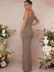 xheL'Amorae Vestido de un hombro con corte y fruncidoxhe - Gris - Ver 2