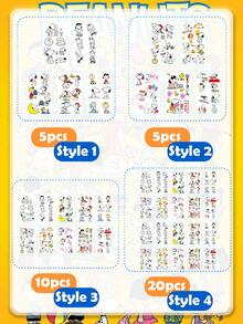 Snoopy Cartoon Tattoo Sticker - Cute And Popular Dog Design - Waterproof Sticker For Tattoos - Rectangle - View 6
