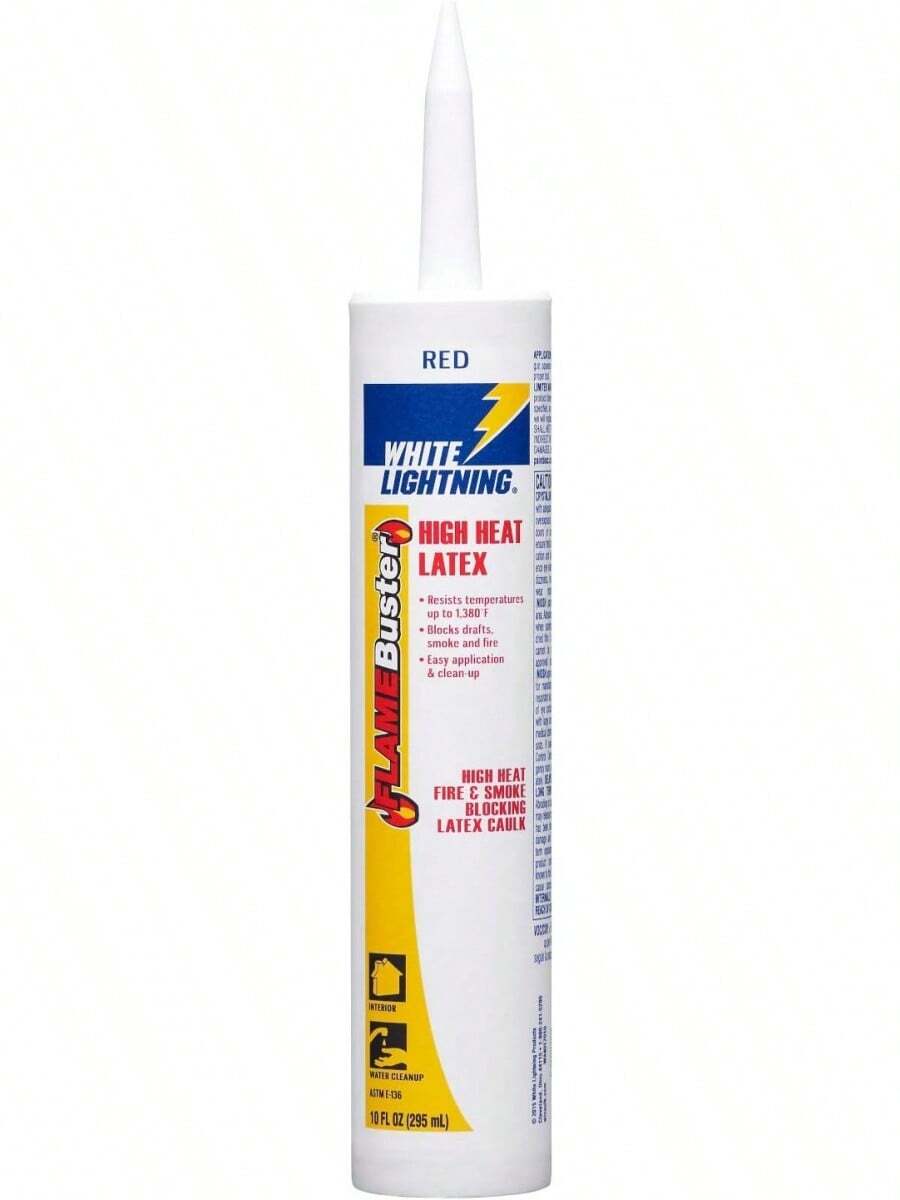 White Lightning W44017010 Flame Buster High Heat Latex Caulk, Red, 10 Fl. Oz. - Silicone Sealant - View 1