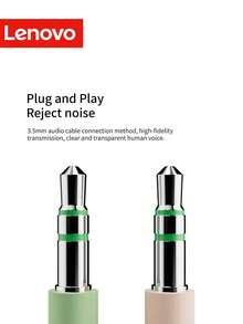 Lenovo E02 有線耳機附麥克風，3.5mm 耳機適用於電腦筆記型電腦、線上課程、英文聽力、辦公會議、客服中心、學習，附降噪麥克風 - 查看 11