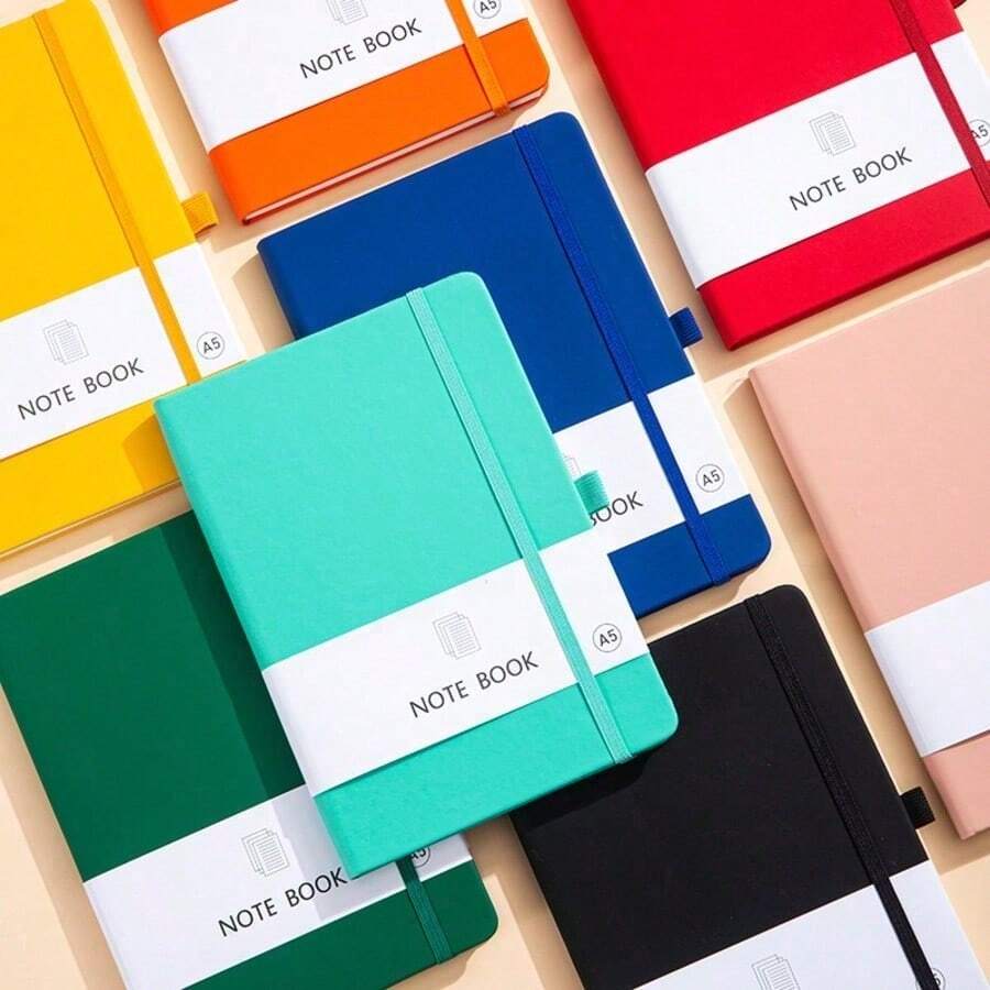 Set di quaderni rilegati in copertina rigida A5/A7 - Copertina in pelle PU, 200 pagine/100 pagine, adatto per scuola, università, lavoro, viaggio - Quaderno a righe, comodo per prendere appunti - Quaderno A5 - Visualizzare 1