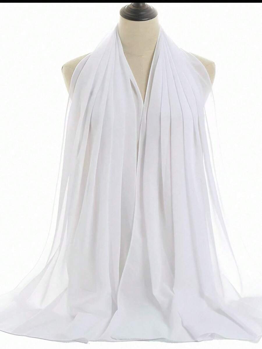 1 pieza Pañuelo de gasa suave y transpirable de unicolor, versátil y modesto, para primavera/verano - Blanco - Ver 1