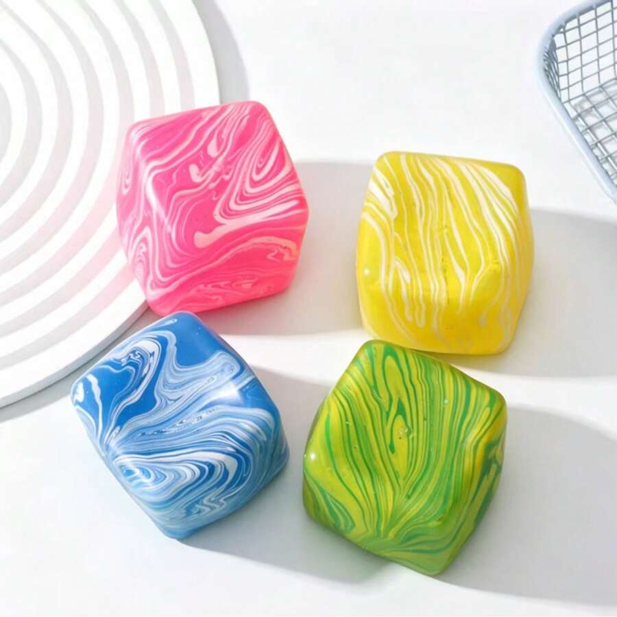 6 món đồ chơi bóp mềm hình khối xoáy mạch nha, đồ chơi bóp mềm hình khối nước họa tiết vân đá cẩm thạch, đồ chơi bóp mềm trong suốt, có thể tái sử dụng, với thiết kế vân đá cẩm thạch độc đáo. - Một cỡ - Xem 1