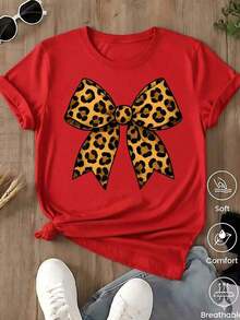 Unisex Casual One-Piece T-Shirt! The Women's Version Features A Classic Black Base With A Leopard And Lion Print, Offering A Retro-Chic And Versatile Style. Effortlessly Create A Casual Urban Look, Suitable For Everyday Wear, Vacations, And Leisure Activities. - 紅色的........ - 查看 7