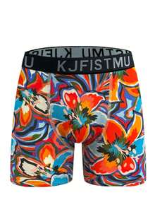 4/8/12/16 Pack Men's Fun Print Boxer Briefs, High Elastic Breathable Polyester Spandex Blend, Abstract Pattern, Daily Sport & Leisure, Cycling Shorts - Multicolor - View 7
