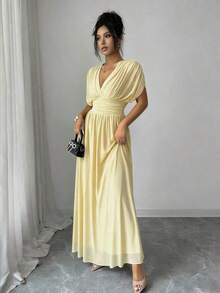Women Midi Dresses - 鵝黃 - 查看 5