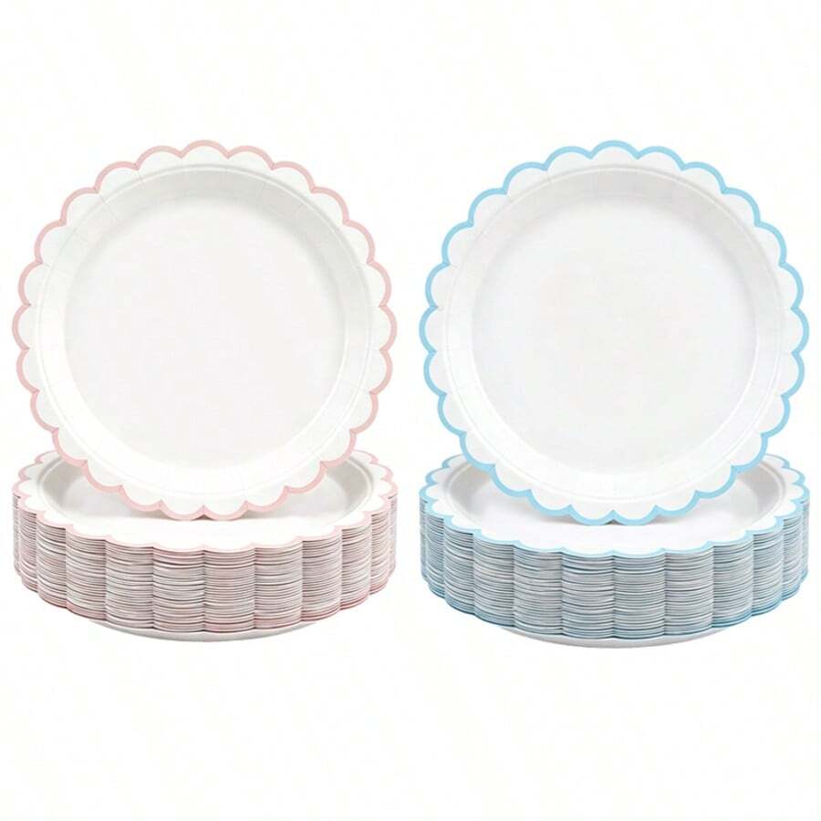 46/32/18 piezas Platos de fiesta de 7 pulgadas, platos desechables para postres, platos de papel grueso, a prueba de fugas, reutilizables, adecuados para fiestas, picnics, campamentos, almacenamiento en el hogar, platos para pasteles, fiestas de cumpleaños, bodas, días festivos, graduaciones, primavera/verano, Navidad, Acción de Gracias - Multicolor - Ver 1