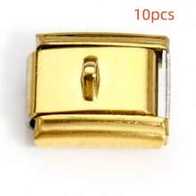 10 pièces Fournitures pour la fabrication de bijoux, chaîne de pendentif en acier inoxydable, designs rectangulaires et ronds, taille 10 mm x 9 mm, convient pour la fabrication de bijoux, modules de pendentif en acier inoxydable, cadeau idéal pour le Nouvel An, l'anniversaire et l'anniversaire de mariage - Style 2 - Voir 12
