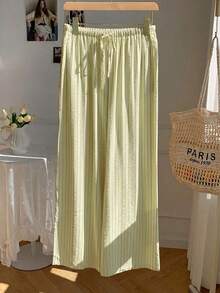 Pantalones a rayas rosas para mujer, vacaciones de verano - Camel - Ver 4