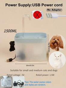 1个自动宠物饮水器，猫狗适用电动饮水碗 - 粉色 - 查看 12