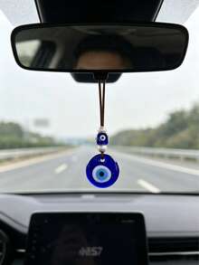 Retro Evil Eye Car Hanging Decor, Turquoise Blue Resin Ornament, Auto Interior Accessory - A - View 2