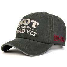 1顶男士“NOT DEAD YET”刺绣水洗棒球帽，户外运动防晒休闲帽，适合春秋季旅行、海滩、派对等场合 - 多色 - 查看 4