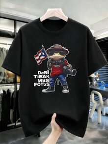 Camisetas masculinas plus size - Preto - Ver 2