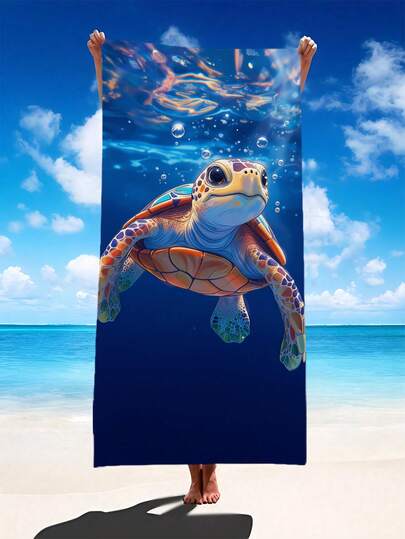 1pc Extra Large Navy Blue Realistic Underwater Sea Towel - Available In Multiple Sizes. Features: Quick-Drying, Soft, Portable, Fashionable, Sand-Proof, Super Absorbent, Made Of Microfiber. Styles: Bohemian, Tropical, Vintage, Humorous, Yoga, Picnic, UV Protection. Ideal For Beach, Pool And Outdoor Activities; Essential Travel Accessory For Camping, Yoga, Gym, Sports And Swimming. Suitable For Both Men And Women.