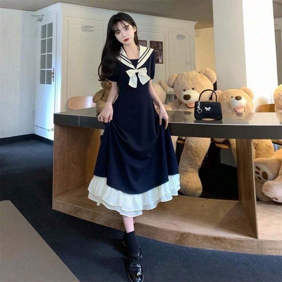 Women Midi Dresses - Black - View 1