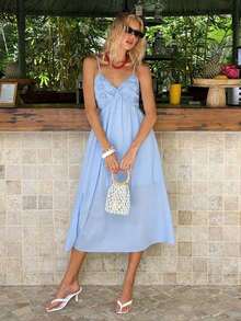 Women Midi Dresses - Blue - View 1