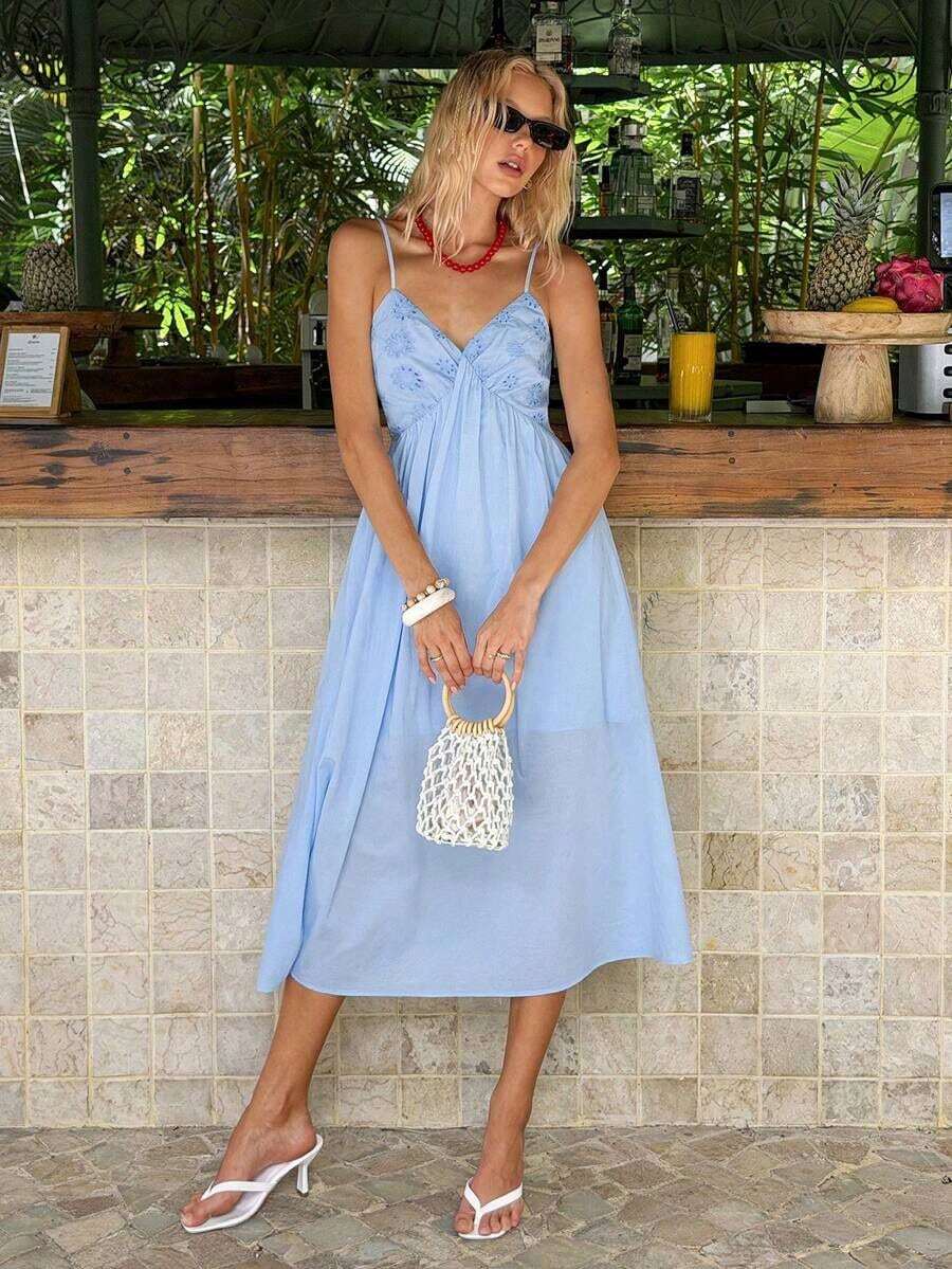 Women Midi Dresses - Blue - View 1