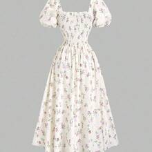 guang zhou mi qian shang mao  Vestido de verano estilo francés, vestido largo blanco de alta calidad y lujo con elegante estampado floral de magnolia ditsy para damas - Multicolor - Ver 9