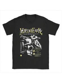 Camisetas Medievales para Hombre, Camisetas Nuevas de Manga Corta con Cuello Redondo, Disponibles en Tallas Grande - Negro - Ver 1