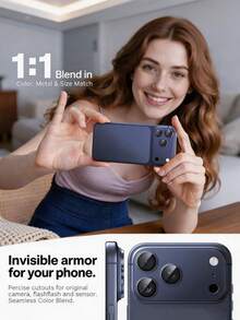 1pc Metal Framed Tempered Glass Camera Lens Protector - Deep Blue. Suitable For IPhone 17 Pro/17 Pro Max Camera Lens Protection, Fits 16 Pro Max/15 Pro Max/15 Pro/15/14/13/12 Pro/12 Pro Max/11 Camera. [Matte][Strong Adhesive]. Suitable As A Gift For Birthday, Easter, Spring, Summer And Other Holidays. - Navy Blue - View 5