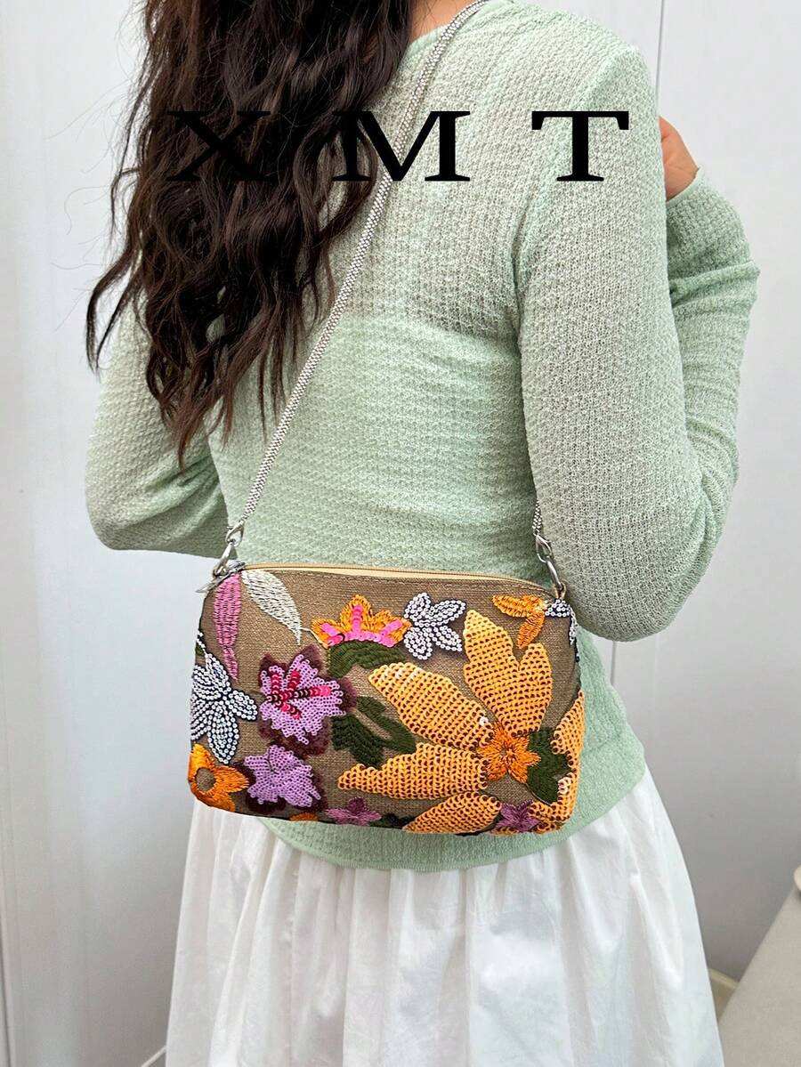 Casual Minimalist Lace Applique Envelope Bag With Detachable Shoulder ...