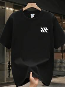 Men's Short-Sleeved T-Shirt, 100% Cotton, Fashion Brand, Casual Summer Style, One Size Fits Most, Relaxed Fit, Versatile Garment Suitable For All Seasons. Can Be Worn As A Base Layer In Spring And Autumn Or On Its Own In Summer. Unisex Style, Perfect For Friends. Fashion Brand T-Shirt, 100% Cotton And Heavyweight. - 黑色 - 查看 12