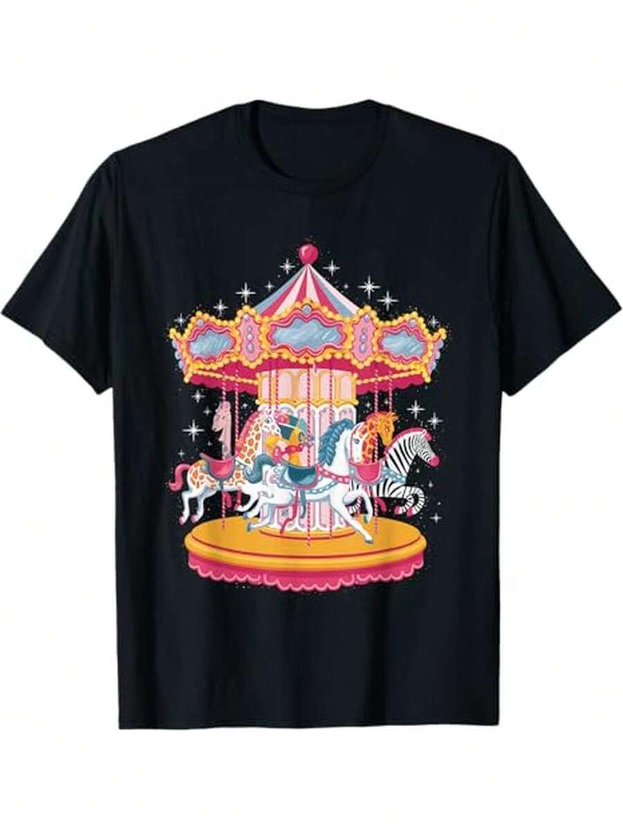 Camiseta unisex, CaballoMontar a caballoCarruselCiclistaPaísJustoCarnavalJustoCamisetaManga cortaTeeRedondoCuelloTodosEstaciones del añoTranspirableListoSuaveTodos los díasTeePerfectoRegaloparaMan,ropademujerblusasparadamacasualescamisasdemujerblusablusasparamujercamisas,DailycasualConjunto, RegularAjuste, DiarioCoincidencia, GráficoEstampado, DeportivocasualDiariocasualConjunto, RegularAjuste, DiarioCoincidencia, GráficoEstampado, Deportivocasual - Negro - Ver 1