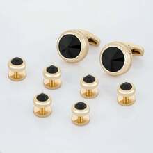 Luxurious Colorful Geometric Cufflinks Set, Men's Business Shirt Suit Coat Accessories, Men's CSYI - Style 6 - View 10