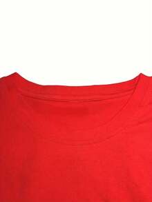 Short-Sleeved T-Shirt, 95% Cotton - Soft And Breathable, Ideal For Casual Summer Wear And Outdoor Sports, With A Loose-Fitting Round Neck, Printed T-Shirt Suitable For Spring, Summer And Autumn - Comfortable T-Shirts For Everyday Wear. - 紅色 - 查看 3