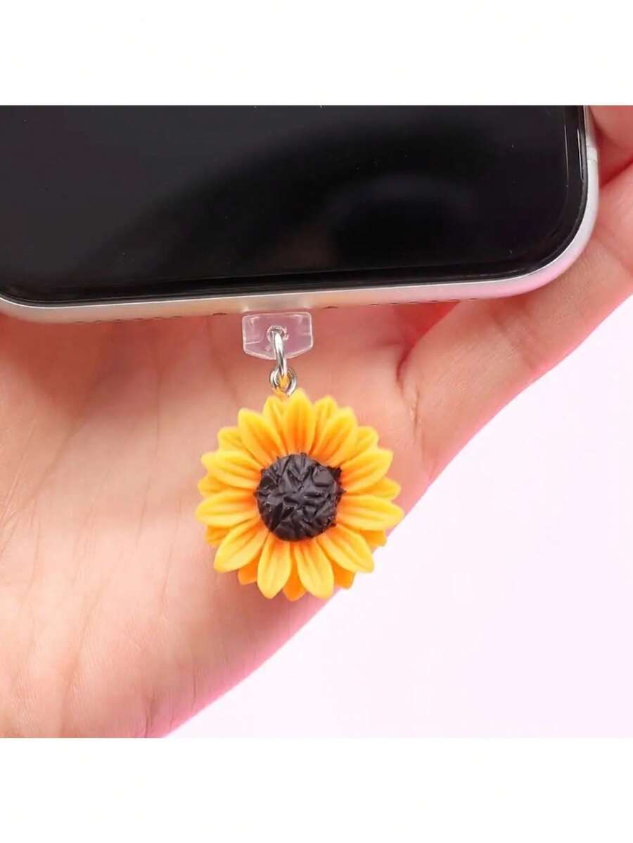 1 nút chặn bụi hình hoa hướng dương dễ thương, tương thích với giao diện Android Type-C. - Nhiều màu - Xem 1