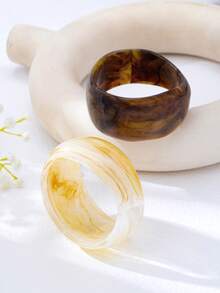 Brazalete de resina con estilo francés retro, brazalete ancho versátil para uso diario - Amarillo - Ver 5