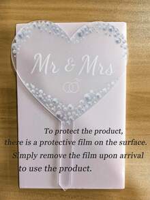Mr. & Mrs. Acrylic Cake Topper, Suitable For Engagement, Printing, Bridal Shower, Anniversary, Luxury Wedding Cake Decoration, Reusable Wedding Cake Decor, Easy To Install Cake Decoration, Boho Style Wedding Cake Decor, Rustic Wedding Cake Decor, Luxury Wedding Cake Decor With Pearls - Multicolor - View 4