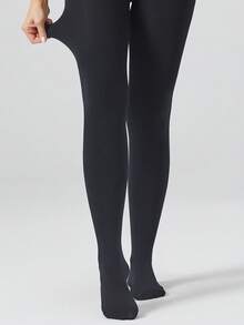 1/2雙女款冬季純色極簡風抓絨內裡保暖緊身褲，時尚修身高彈力保暖內搭褲 - 彩色 - 查看 11