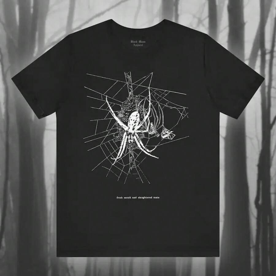 Moult T-Shirt, Spider T-Shirt, Creepy Creature T-Shirt, Gothic T-Shirt, , Argiope Women's T-Shirt, Unisex Short-Sleeve Gothic T-Shirt - Black - View 1