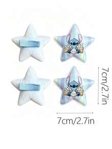 Disney 4pcs Cute Stitch Star Hair Clips, Versatile Party Gift, Birthday Decoration, Back To School, Daily Wear Hair Accessories - Multicolor - View 5