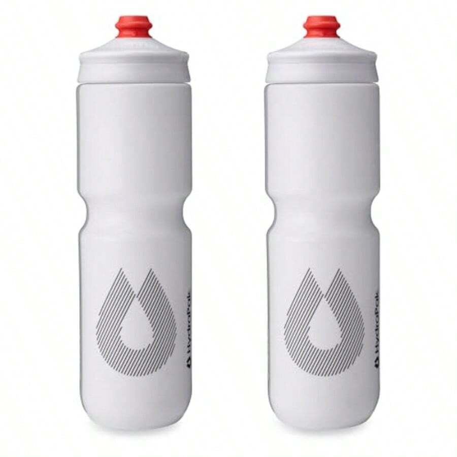 HydraPak - Botella polar - Botella de agua ligera Breakaway Surge para bicicleta, paquete de 2 unidades, alto flujo, ciclismo y deportes , 880 ml/ 30 onzas - Blanco - Ver 1