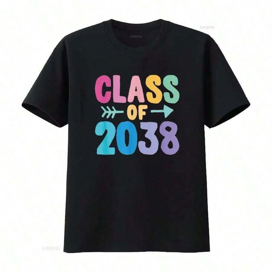 Luxury Cotton T-Shirts With Class Of 2026 Graphic Print For Men And Women, Short Sleeve, Summer Urban Fashion Clothing - 黑色 10 - 查看 1