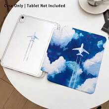 飛機與雲朵圖案彩繪效果平板保護殼附支架，相容 Honor 8/9/10/X8/X8A/X9/X8Pro/X9Pro、MatePad SE 11"/MatePad 11"/11.5"、MatePad Pro、Apple 10th/11th Gen 2025 (A16)、Galaxy Tab A7/A9 及其他熱門機型 - 款式6 - 查看 2