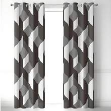 Lightweight, Semi-Sheer Curtains With A Linen Texture And Floral Print, Softly Filtering Light, 2-Piece Set For Bedroom And Living Room - Hitam - View 7